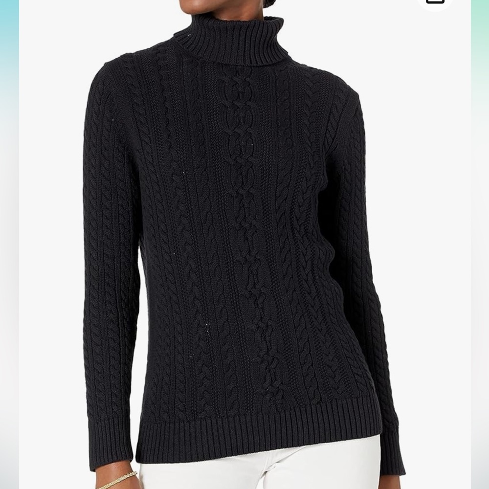NEW Amazon Essential Fisherman Cable Turtleneck Sweater